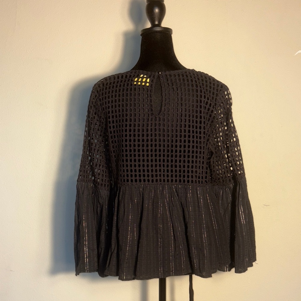 Maeve Black Mesh Blouse - Picture 4 of 5
